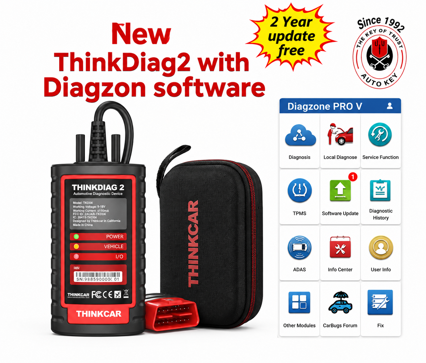 Thinkdiag 2 Diagzone Pro — All-in-One Professional Automotive Diagnostic Tool (Cars, Trucks, EV, MotorBike, ATV) Global Version + 2 Year Update