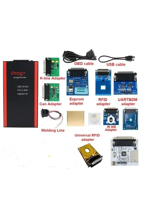 New IPROG + V87 (2026) Full with 7 adapters 3in1 IMMO/Mileage/Airbag Reset EEPROM OBD2 Auto Key Programmer Tool