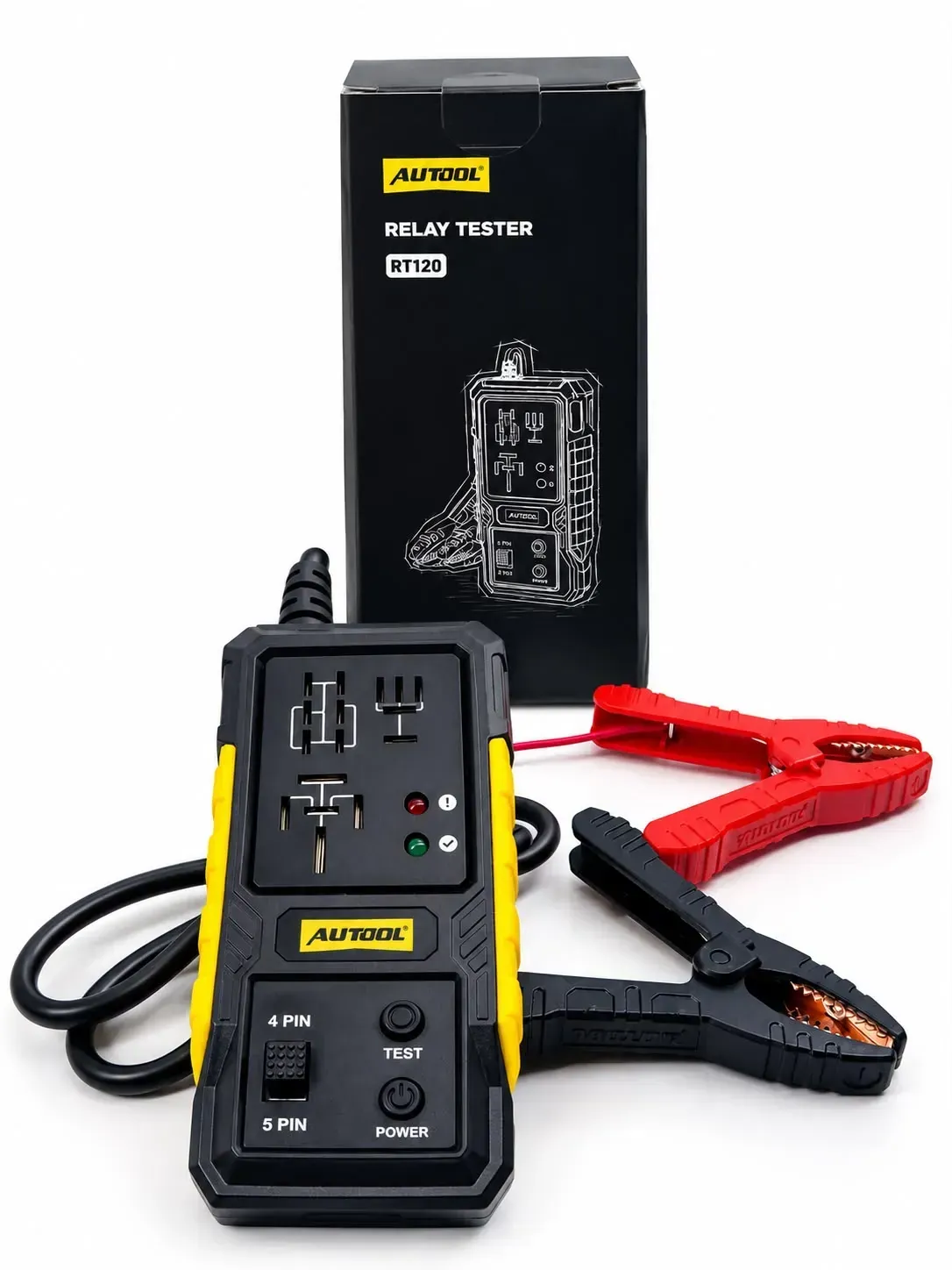 AUTOOL RT120 12V Automotive Relay Tester – 4-Pin & 5-Pin Relay Diagnostic Tool